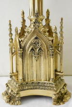 French Gothic Antique High Altar Set of Candlesticks and Crucifix